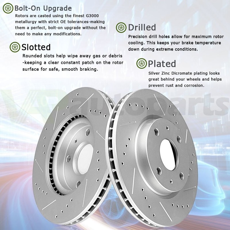 Drill Front Brake Pads And Rotors For Dodge Avenger Chrysler 200 2.4L 3.6L 294mm gallery