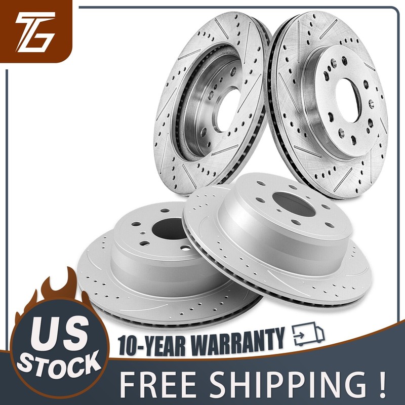 4pc Front & Rear Drilled Brake Rotors for Caddy Escalade EXT Chevy Suburban 1500