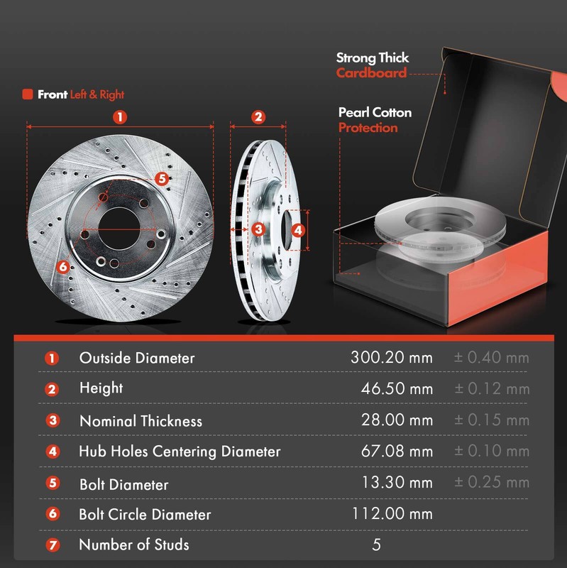 Front Drilled Brake Rotors & Ceramic Brake Pad for Benz W203 C209 R171 C320 C350 gallery