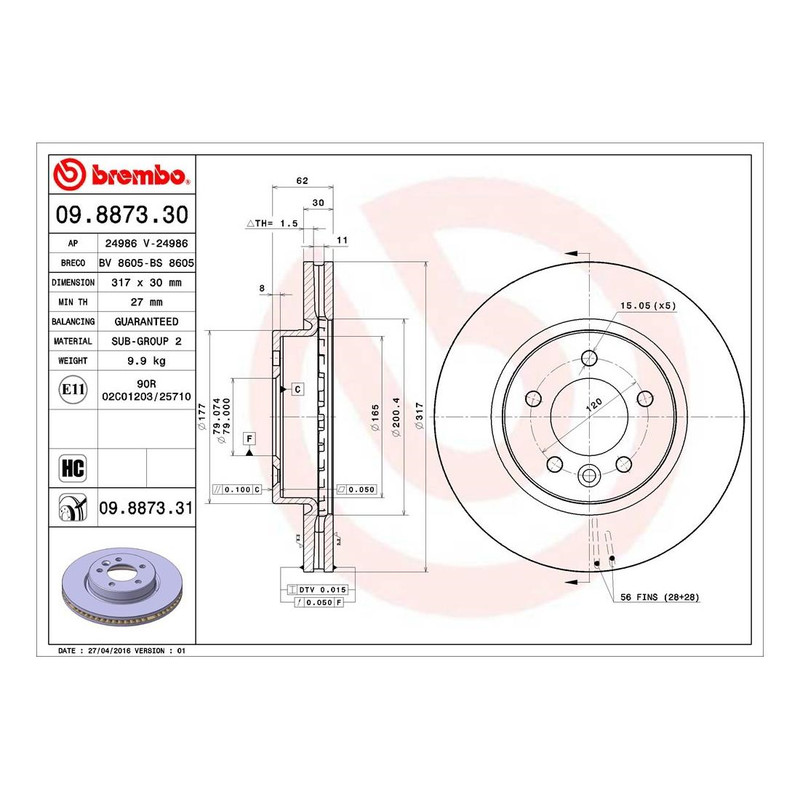 Brembo Front Brake Kit 317mm Disc Rotors Low-Met Pads Sensor for LR3 To 6A414975 gallery
