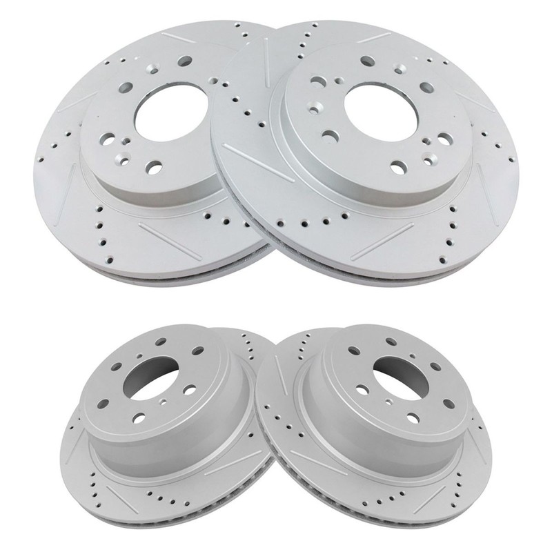 TRQ Performance Drilled Slotted Coated Rotor Front & Rear Set of 4 for GMC gallery
