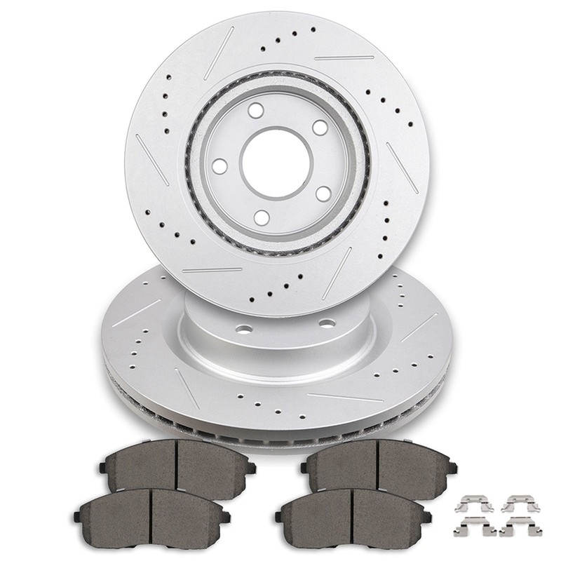 For 2007-2013 Nissan Altima Front Drill & Slot Brake Discs Rotors + Ceramic Pad