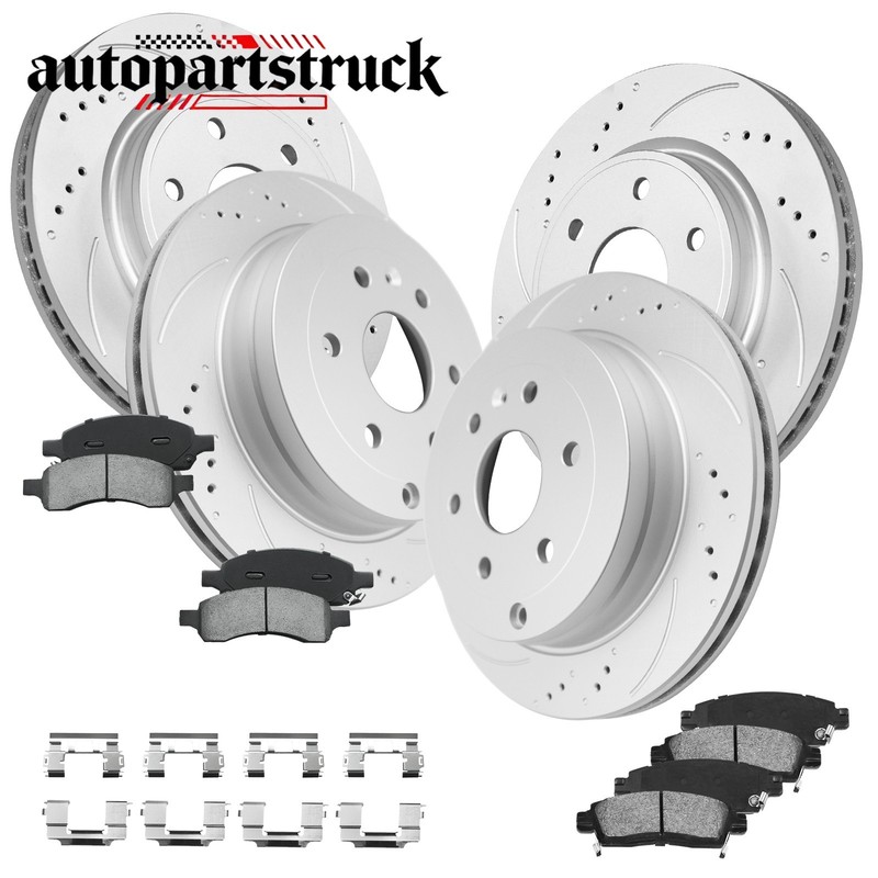 12.80 inch Front Rear Drilled Rotor Brake Pads for Enclave Chevy Traverse Acadia