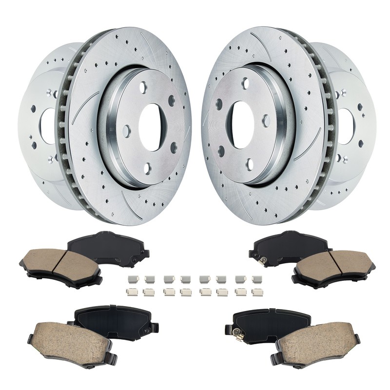 Front & Rear Drilled Rotors Ceramic Brake Pads for Jeep Wrangler JK 2018 3.6L