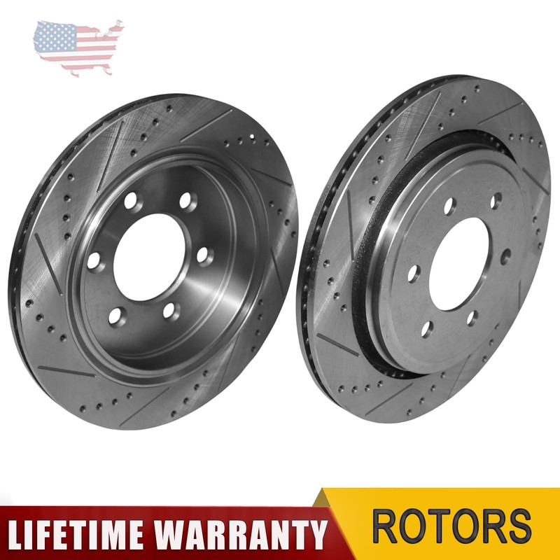 2x Drilled Brake Rotor w/ Electric Parking Brake for Ford F-150 2015-2017 Rear