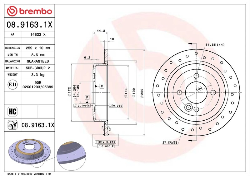 2x Brake Discs Pair fits MINI CONVERTIBLE ONE R52 1.6 Rear 04 to 06 259mm Set gallery