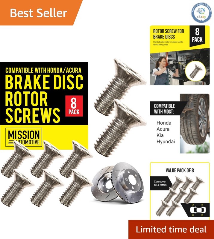 Versatile Brake Rotor Screws for Front and Rear Use – Pack of 8 Stainless Steel