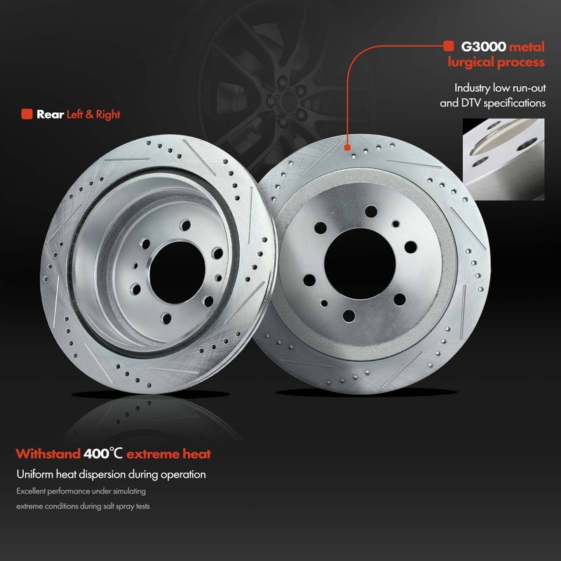 Front & Rear Sides Drilled Rotors & Brake Pads for Ford F-150 Lincoln Mark LT gallery
