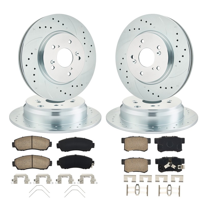 Front & Rear Brake Rotors Ceramic Brake Pads for Honda CR-V 2012-2014 2354CC