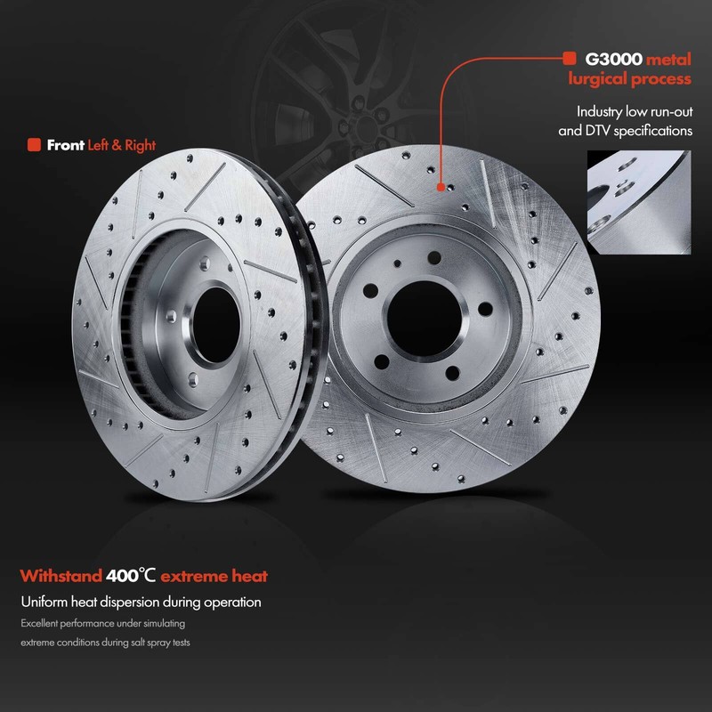 2Pcs New Front Left & Right Side Drilled Brake Rotors for Cadillac STS 2009-2011 gallery