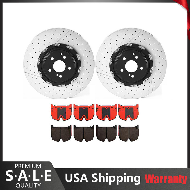 Brembo Front Brake Kit Drilled PVT Floating Brake Rotor Ceramic Pads For MB R230