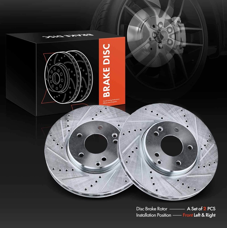 Front Drilled & Slotted Brake Rotors for Mercedes-Benz C320 E320 SLK300 Chrysler gallery