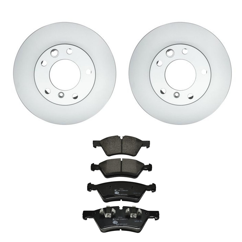Hella Front Rotors Low-Met Disc Brake Pad Kit For W463 G55 AMG Base 2005-2010