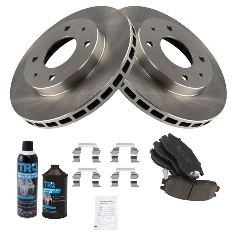 TRQ Brake Rotor & Ceramic Pad Front Kit w/Fluids for Mitsubishi Eagle Plymouth gallery