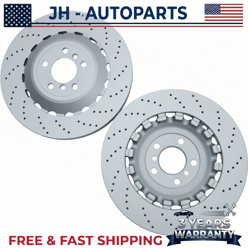 2PCS Rear Vented & Drilled Disc Brake Rotors For BMW F10 F12 F13 M5 M6 gallery