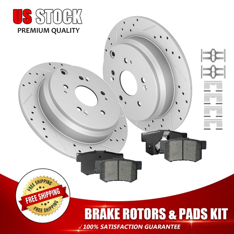 Rear Brake Rotors Ceramic Pads For 2005-2015 2016 2017 2018 Honda CR-V Acura RDX