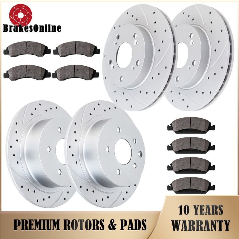 Front Rear Brake Rotors Pads Fit for Honda Civic 2006-2008 2009-2011 Slotted