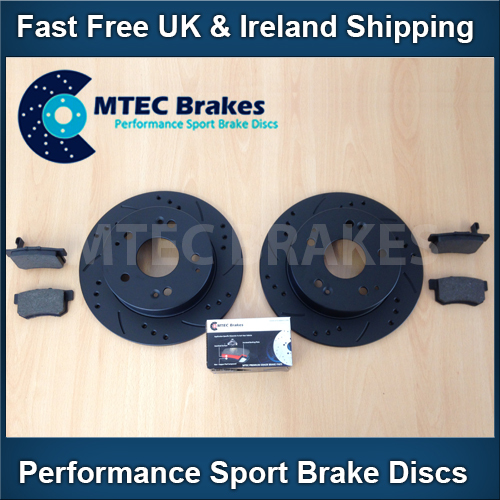 MTEC Black Drilled Grooved Rear Brake Discs With Pads 9-3 279mm