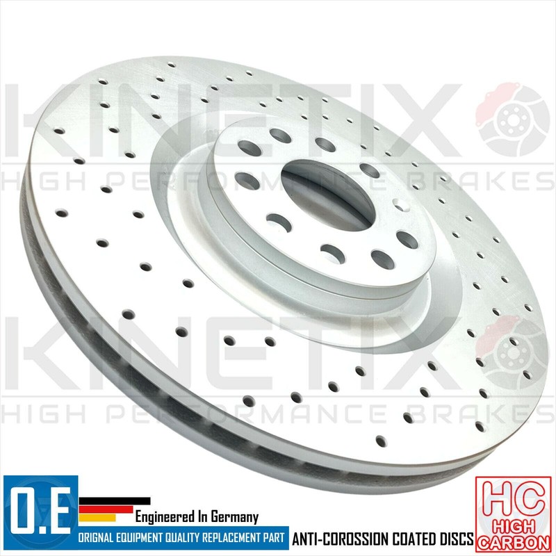 FOR VW GOLF R MK6 MK5 R32 CROSS DRILLED PERFORMANCE FRONT BRAKE DISCS PADS 345mm gallery