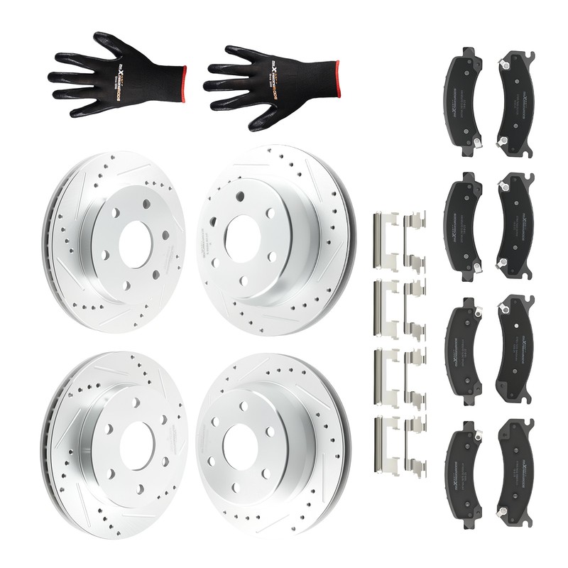 Front Rear Brake Disc Rotors+Brake Pads for Cadillac Escalade/GMC Yukon 2002-06