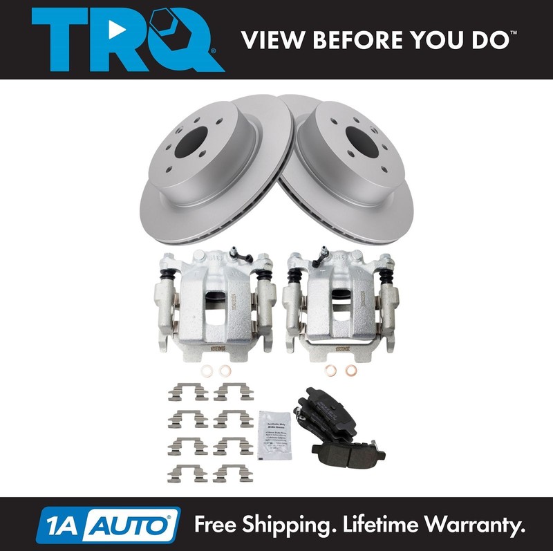 TRQ Rear Brake Calipers Ceramic Pads & Rotors Fits 11-12 G25 G37 10-19 370Z