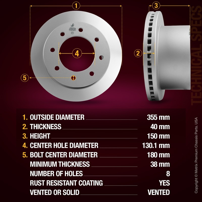 Rear Disc Brake Rotor for 11-19 Chevy Silverado 3500 HD GMC Sierra 3500 HD 2PC gallery