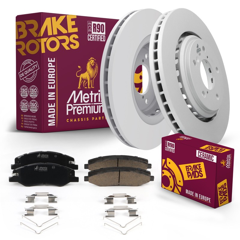 Front Brake Rotor + Ceramic Disc Brake Pad Set Kit for 2018-2023 Honda Odyssey