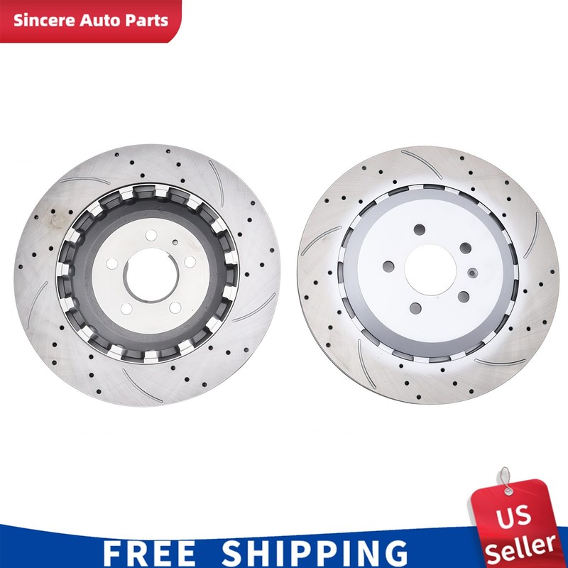Set of 2 Rear Disc Brake Rotors Left＆Right Fits Audi RS7 2014-2018 4.0L V8