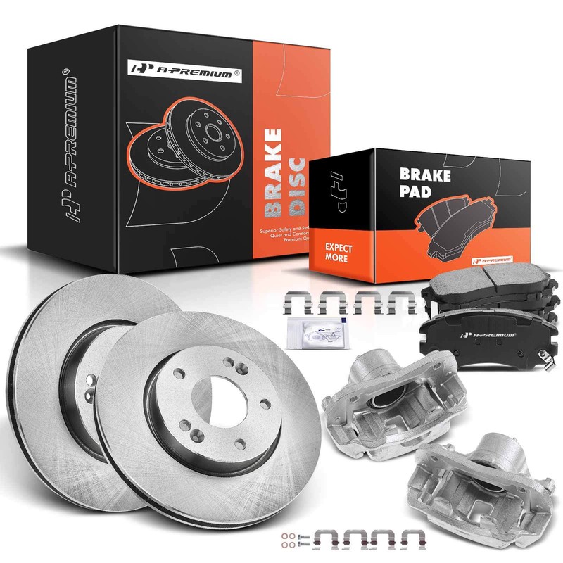 A-Premium 8x Front Disc Brake Rotors & Pads + Calipers for Kia Soul 2010-2011
