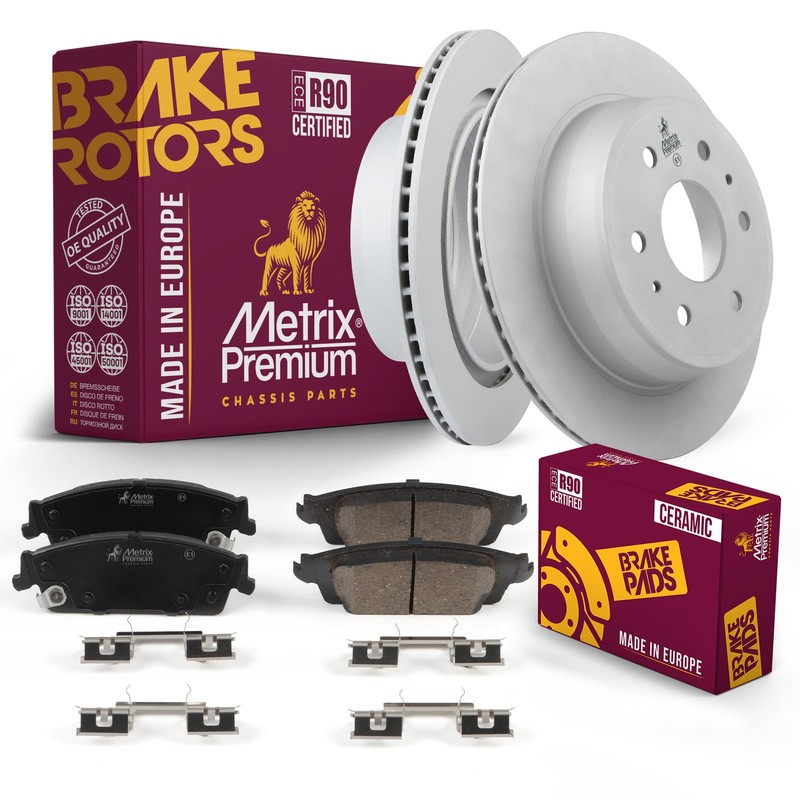 Rear Brake Rotor + Ceramic Disc Brake Pad Set Kit for 14-18 Chevy Silverado 1500