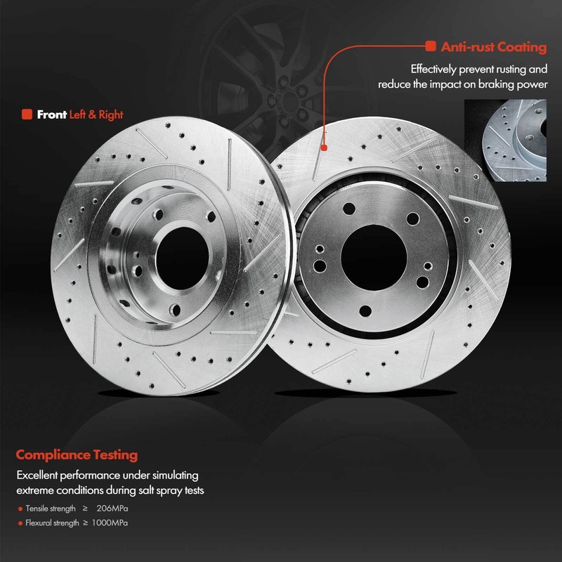 12x Drilled Brake Rotors & Brake Pads for Mitsubishi Lancer 09-15 Front & Rear gallery