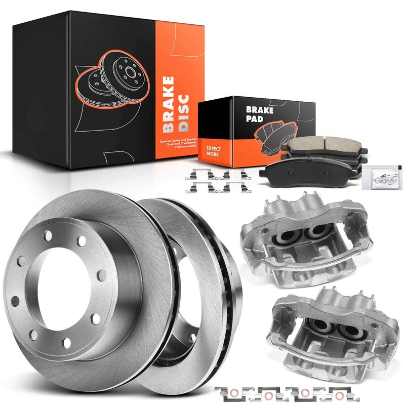 Disc Rotor & Brake Pads + Caliper for Ford Excursion 00-05 F-250 Super Duty Rear
