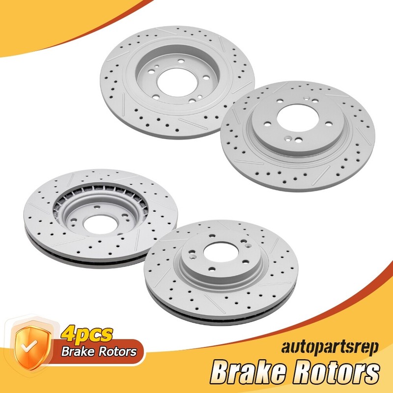 Front & Rear Drilled Brake Rotors Kit for 2021 2022 Kia K5 1.6L Hyundai Sonata