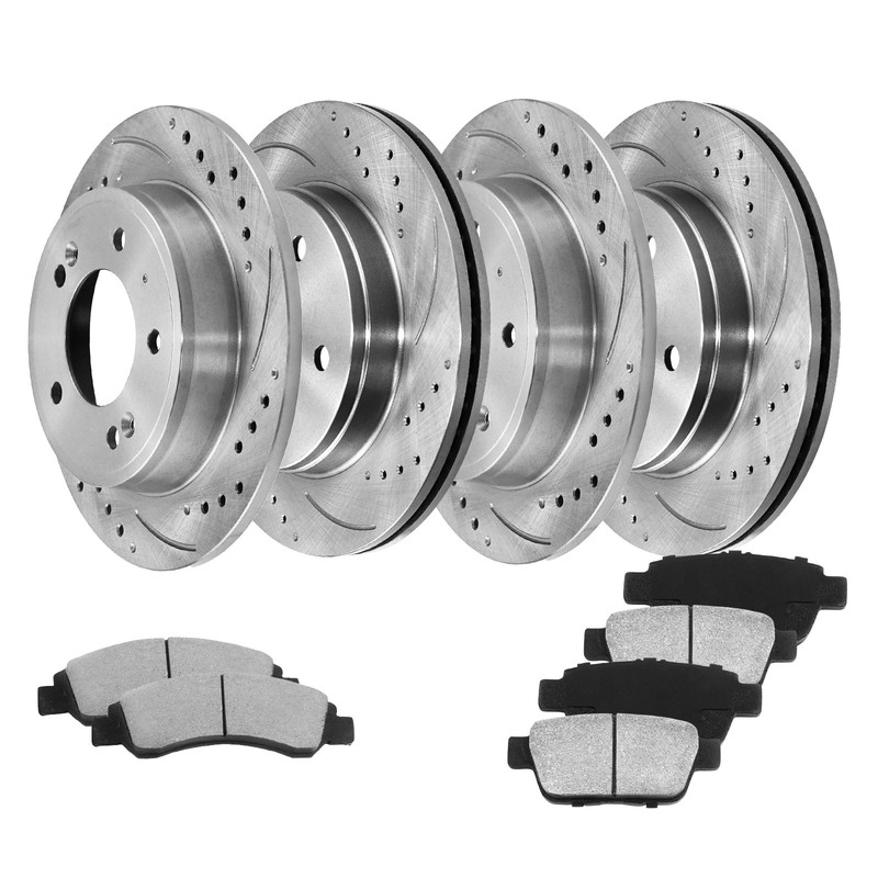 Front Rear Drilled Rotors Ceramic Brake Pads for Acura ILX 2013-2015 Honda Civic