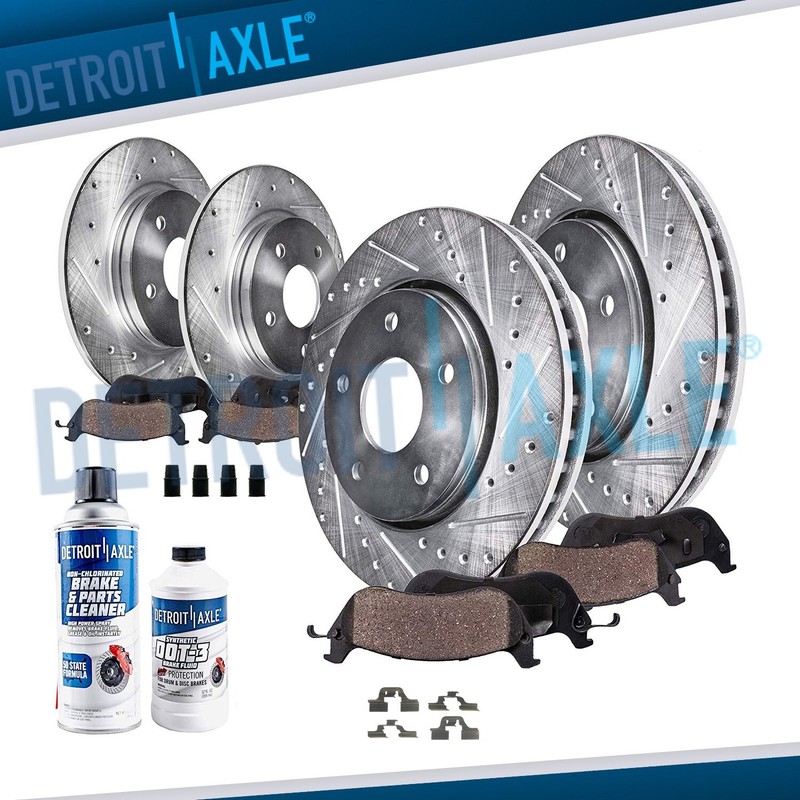 Front & Rear DRILLED Disc Rotors + Ceramic Brake Pads for VW Golf Jetta Beetle