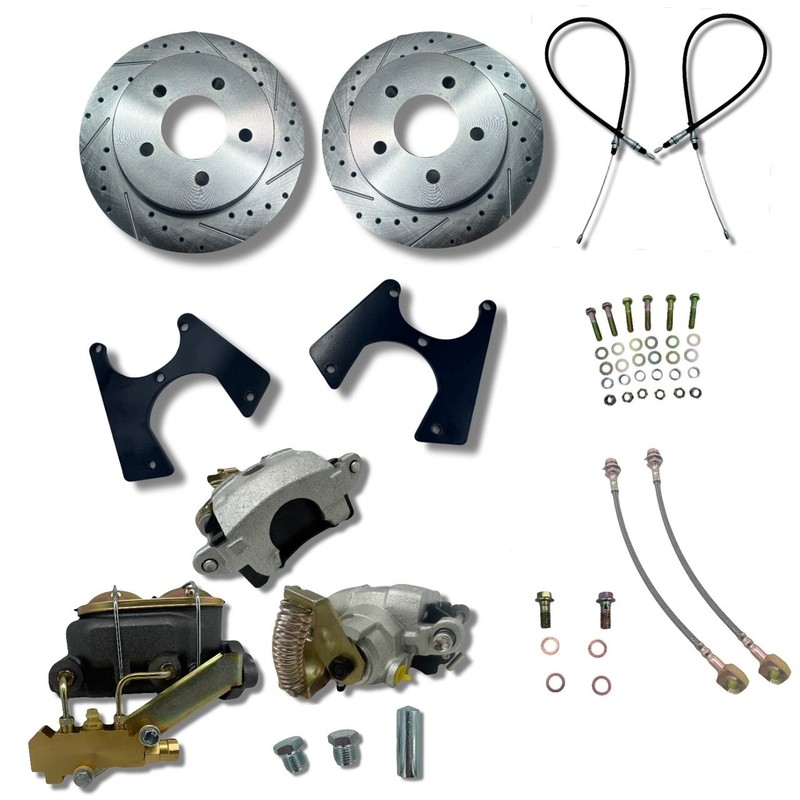 63-72 C10 Rear Disc Brake Kit 5 Lug Drilled & Slotted w/ e-brake & Master PV4