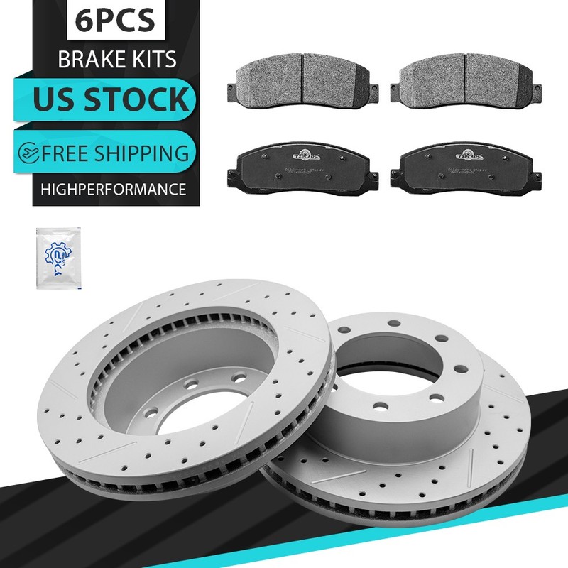 347mm Front Drilled Rotors Brakes Pads for 2005-2012 Ford F-250 F-350 Super Duty