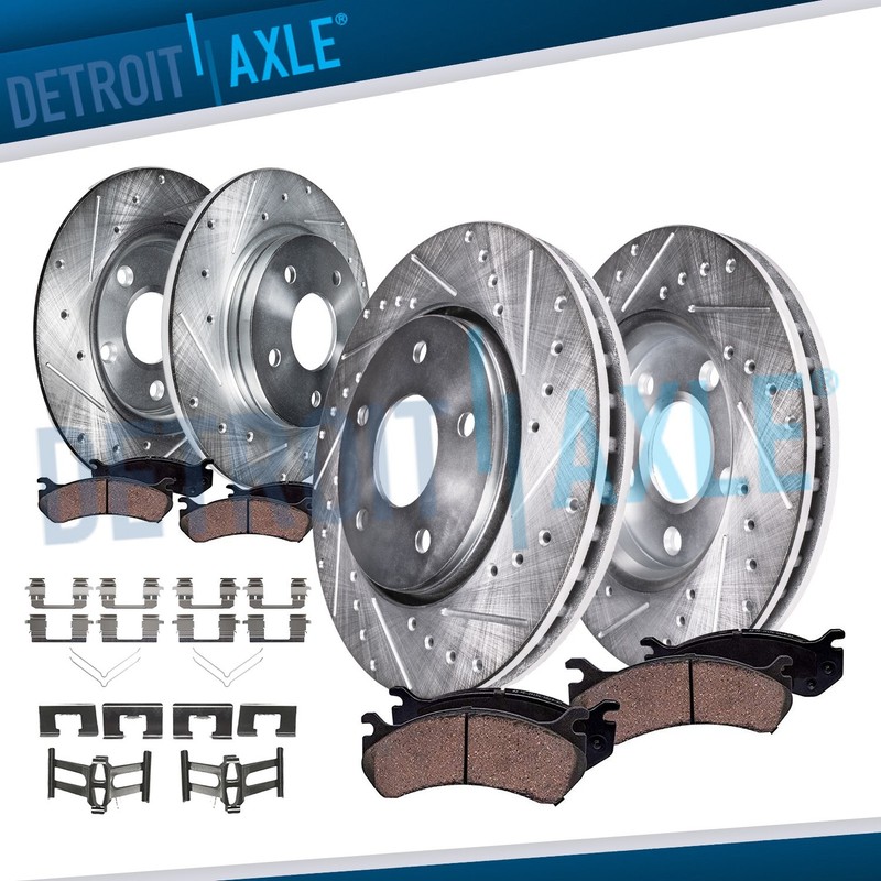 8pc Front Rear Drilled Brake Rotors and Brake Pads for 2003 – 2011 Honda Element