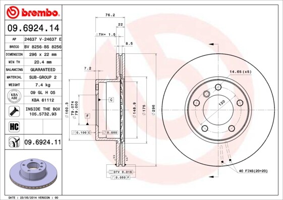Fits BMW 5 Series 1995-2004 + Other Models AZ Front Brake Discs gallery