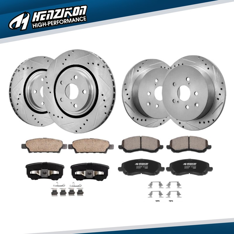 Front Rear DRILLED Disc Rotors Brake Pads for Mitsubishi Lancer Dodge Caliber