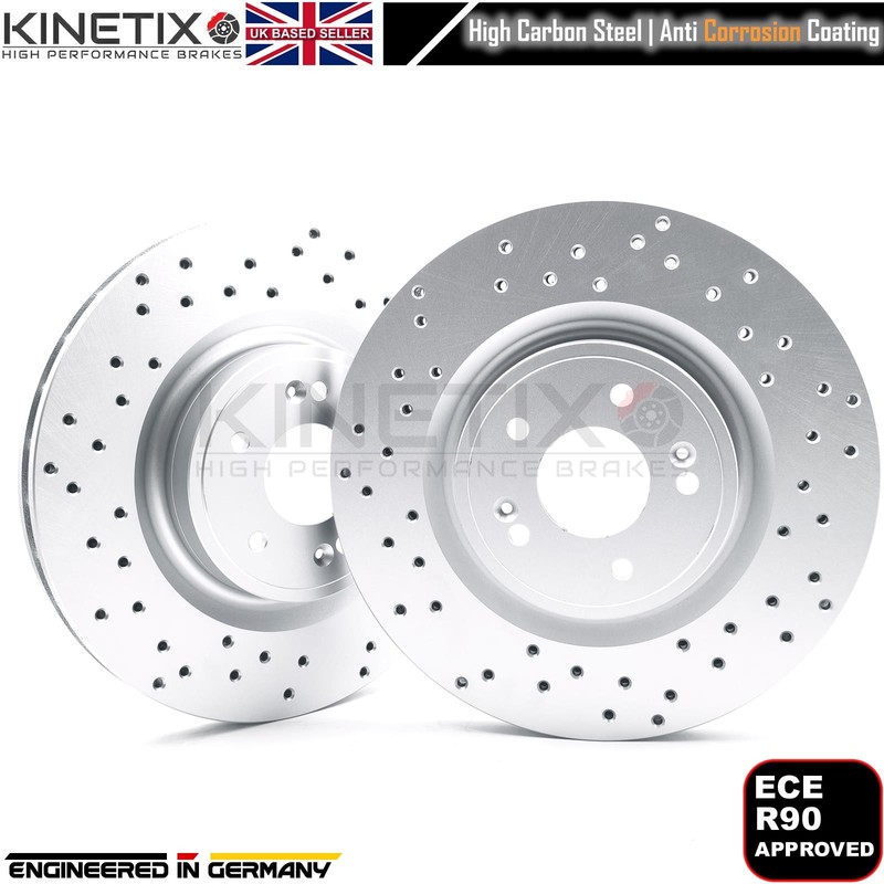 FOR KIA STINGER 3.3 T-GDI 2017- FRONT CROSS DRILLED BRAKE DISCS PADS 350mm gallery