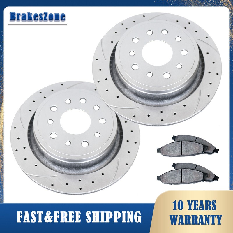 Front Brake Rotors Pads Kit fit for Volvo S40 2004-2012 Drilled Slotted Brakes