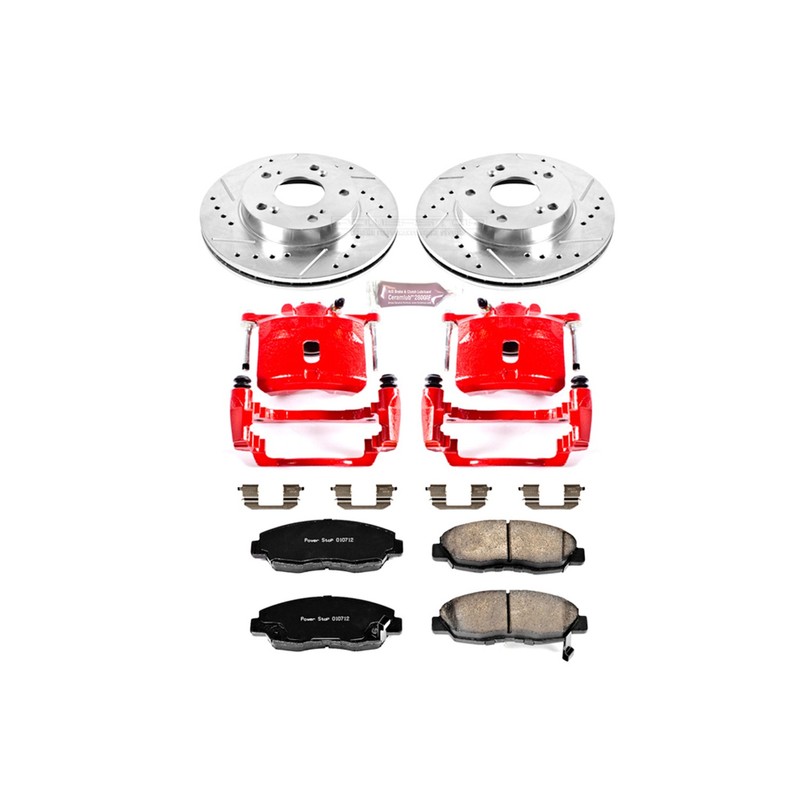 PowerStop Z23 Daily Driver Carbon-Fiber Ceramic Pads Drilled & Slotted Rotor & C
