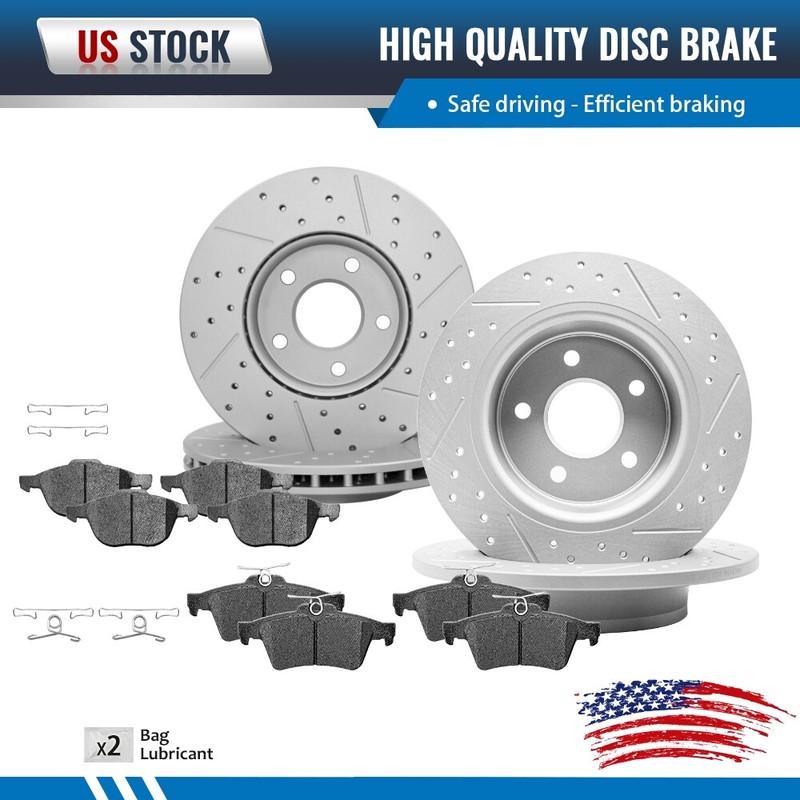 Front Rear Drilled Brake Rotors + Pads Kits for 2013-2018 FORD C-MAX