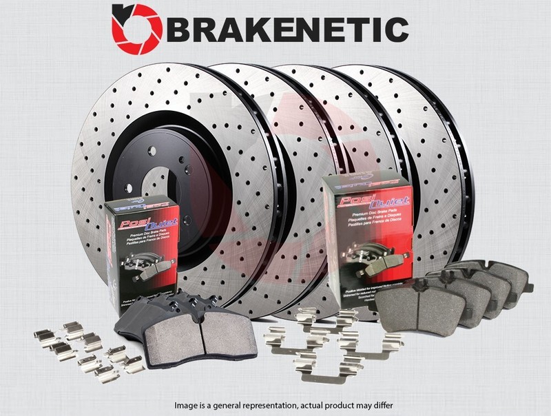 F&R BRAKENETIC Premium Drilled Brake Rotors+Ceramic Pads+Sensors 56.37104.21.1