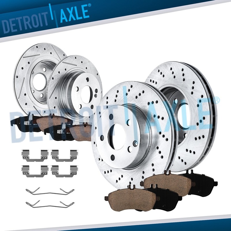 Front Rear Drilled Rotors Ceramic Brake Pads for Mercedes-Benz C230 C250 C300