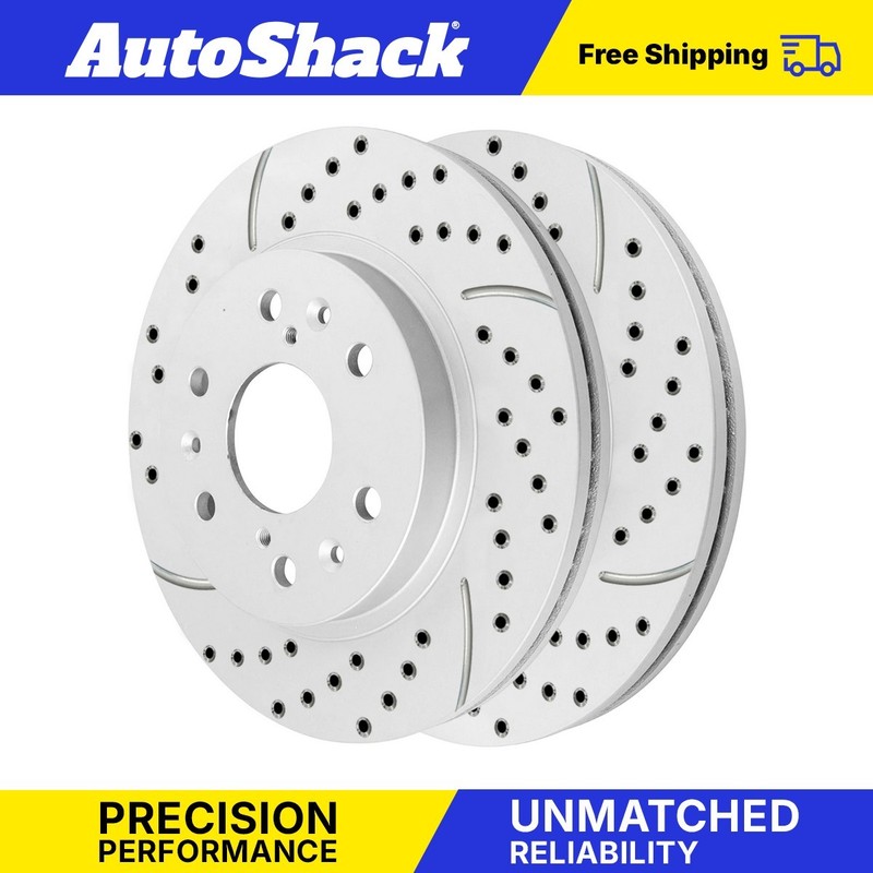 Front Drilled Coated Brake Rotors Pair 2 for Chevy Silverado 1500 GMC Yukon 5.3L