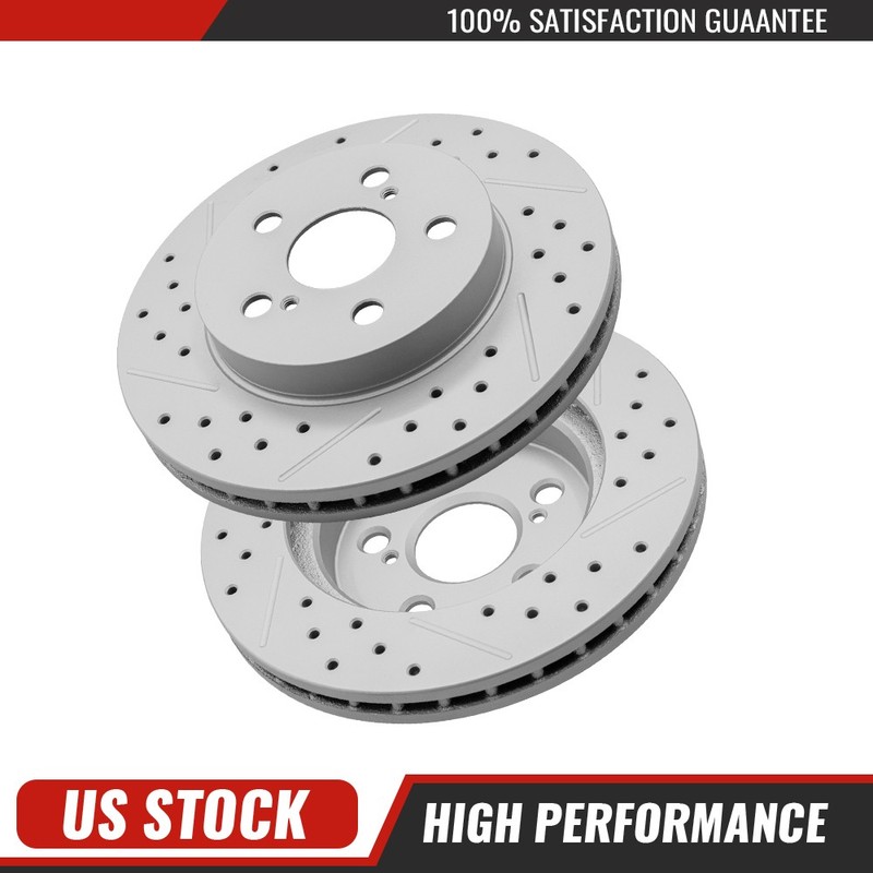 Front Drilled Brake Disc Rotors Pair For Toyota Prius Awd-E Prius Prime Corolla