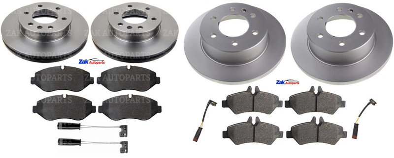 FOR VW CRAFTER FRONT & REAR BRAKE DISCS AND PADS + WEAR WIRES 2006 – 2018