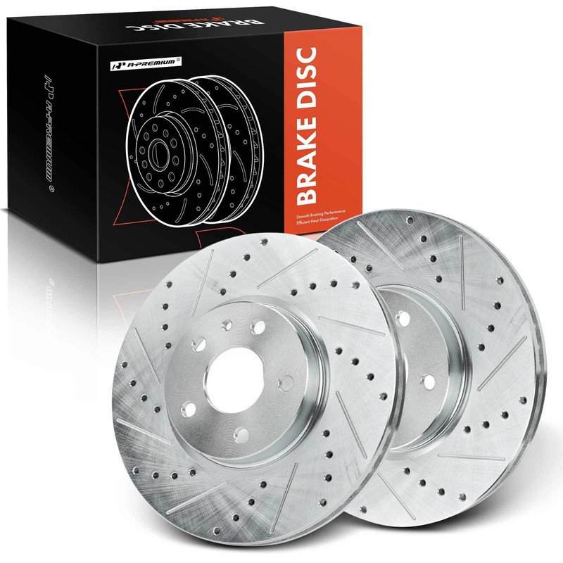 A-Premium Front Side Drilled Brake Rotor for Ford Fusion 13-20 Lincoln MKZ 13-16